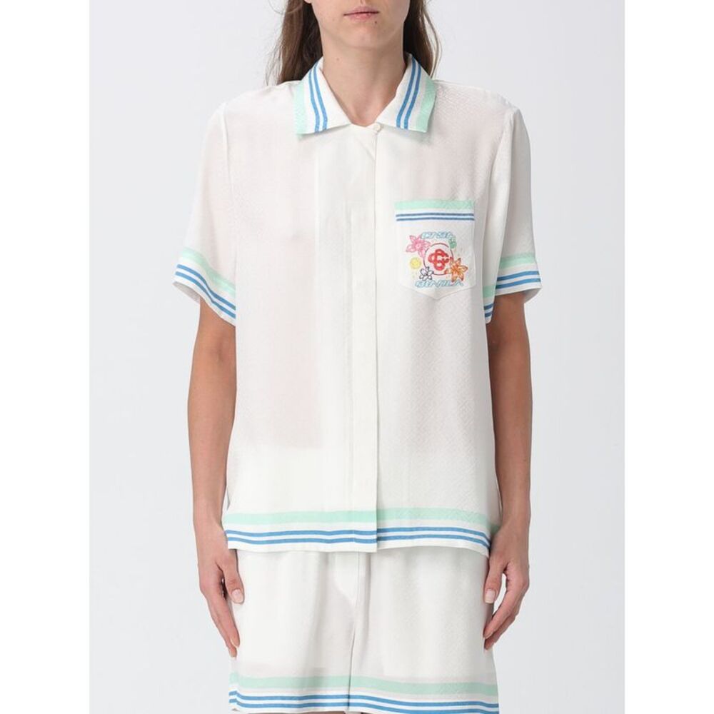 Casablanca Women Casablanca Slim Fit Short-Sleeved Silk Bowling Shirt
